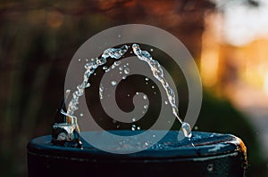 Water Pouring from Drinking Fountain