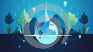 Water pouring Earth day concept, illustration, World environment day. Generative Ai