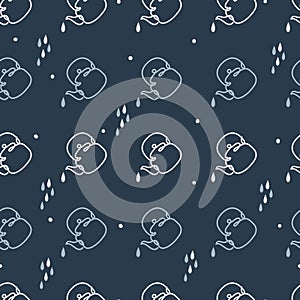 Water Pouring Kettles Vector Graphic Line Art Seamless Pattern