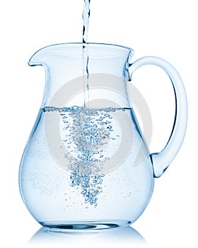 Water pouring into a pitcher.