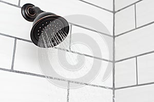 Water pouring from shower head