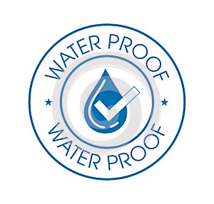 water proof vector icon with drop and tick symbol