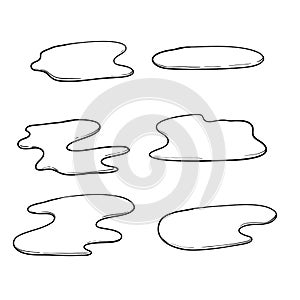 Water puddle vector design illustration with hand drawn doodle cartoon style isolated on white background