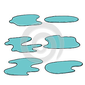 Water puddle vector design illustration with hand drawn doodle cartoon style isolated on white background