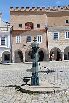 Water pump on the main square in TelÃÂ photo