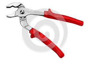 Water pump pliers with red rubber handle