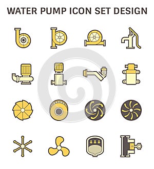 Water pump and steel blade icon