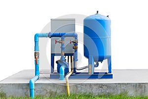 Water pump system on concrete floor