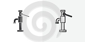 water pump thin line icon set