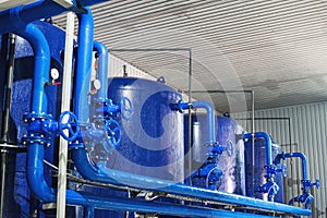 Water purification filter equipment in plant workshop