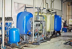 Water purification filter equipment in plant workshop