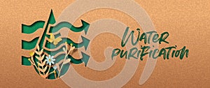 Water purification green paper cut nature banner