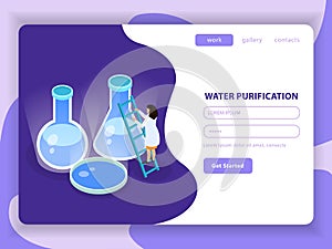 Water Purification Isometric Colored Composition