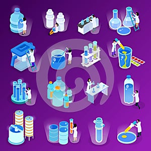 Water Purification Isometric Icon Set