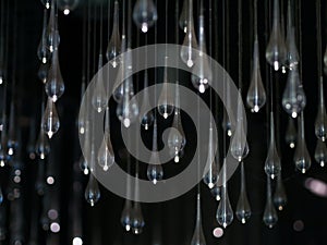 Water / Rain drop glass pendant lights hanging from the ceiling