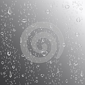 Water or rain drops background. Realistic pure drops. Clear water bubbles on window glass. Drop condensation concept