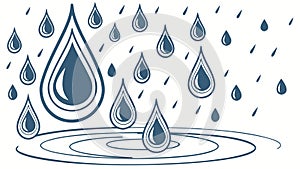 Water Raindrops Falling Pattern Outline, vector design Generative AI