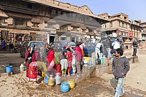 Water Rationing Scene, Bhaktapur, Nepal