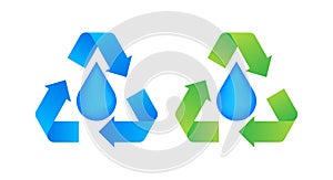 Water Recycle sign, label. Purified water. Vector stock illustration