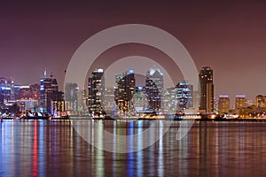 Water reflection of San Diego skyline