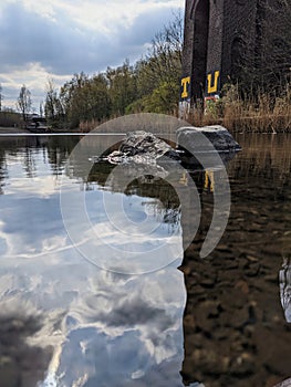 Water reflection in a small pond