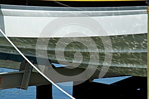 Water reflections on boat hull