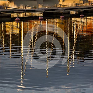 Water reflections at sunset.