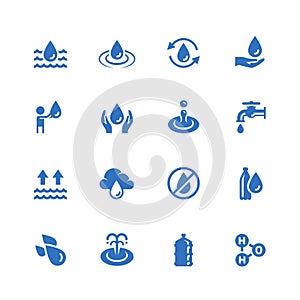 Water related icons in glyph style