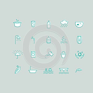 Water related icons set. Vector illustration decorative background design