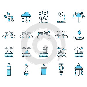 Agua relacionado iconos colocar. ilustraciones decorativo diseno 