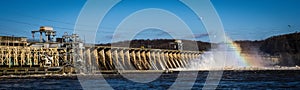 Water release at the Hydroelectric Power Conowingo Dam creates a rainbow