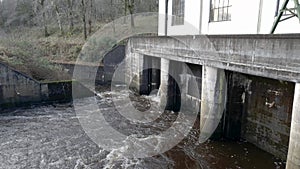 Water released from the turbines at Earlstoun Power Station on the Water of Ken