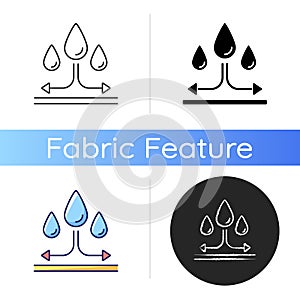 Water repellent fabric feature on fabric icon