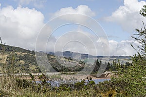 Water reserve La Regadera  in the middle of a mountainous green landscape, in Usme, Cundinamarca, Colombia photo