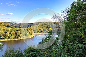 Water reservoir Burghammer is among the hills