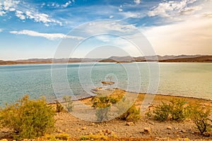 Water reservoir El Mansour Eddahbi near Ouarzazate, Morocco