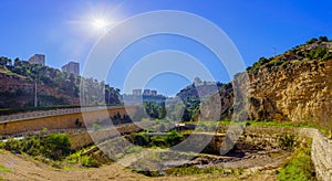 Water reservoir, and highways, Nahal Giborim  valley, Haifa