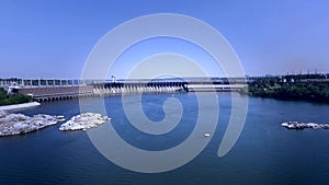 Water Reservoir And Hydroelectric Dam Aerial Video