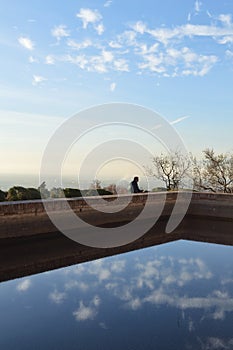 Water Reservoir with Reflection at Carmen de los Martires Park in Granada, Spain