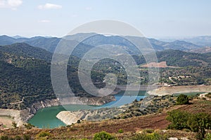 Water reservoir on the river Siurana under a highland village Siurana