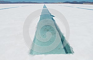 Water reservoir in Salt lake Uyuni, Bolivia