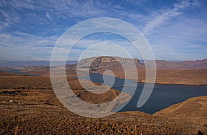 Water Reservoir Surrounded by Dry Rural Countryside