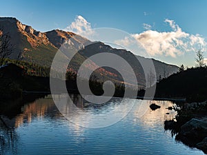 Water reservoir in the Tatra mountains, autumn