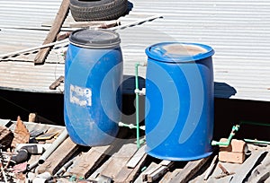 Water resevoir on top of a house on Madagascar