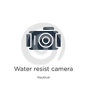 Water resist camera icon vector. Trendy flat water resist camera icon from nautical collection isolated on white background.