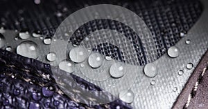 water resistant membrane fabric with water droplets