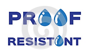 Water resistant and proof logo , icon and . blue version