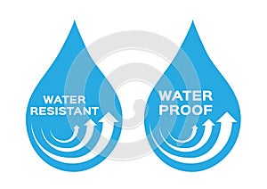 Water resistant and proof logo , icon and vector . blue version