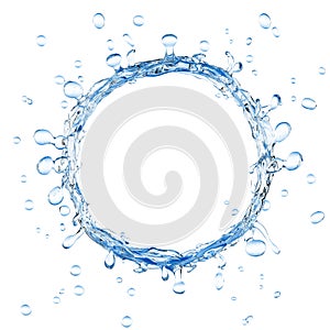 Water ring and splashing water droplets photo