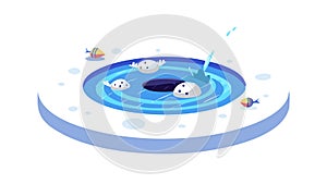 Water Ripple Effect: Liquid Surface Disturbance and Motion, vector design Generative AI